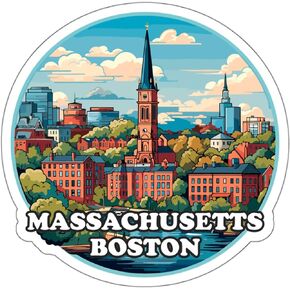 Boston Sticker Massachusetts Outdoors Travel Decal Vinyl Small Waterproof for Water Bottle Mug Passport Book Scrapbook Notebook Laptop Tumbler Skateboard Computer Phone Size 4" Funny Gift