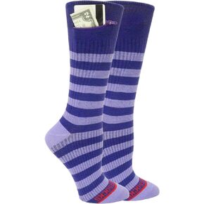 Compression Crew Socks - Anti pickpocket Zipper Socks with Pockets - 9mmHg - 12mmHg Light Compression