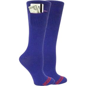 Compression Crew Socks - Anti pickpocket Zipper Socks with Pockets - 9mmHg - 12mmHg Light Compression