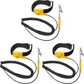 3Pcs Anti Static Wrist Strap, Strap Anti Shock Wristband Bracelet with Grounding Wire Alligator Clip Extendable Long Cord 1.8m
