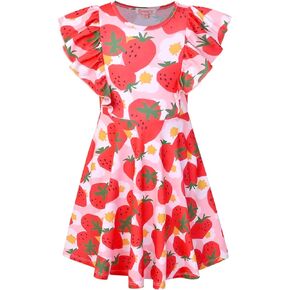 QPANCY Girls Ruffle-Trim Dresses Sleeveless Summer Midi Dress for Kids 3-13 Years