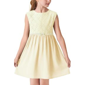 Girls Elegant Lace Dress Loose Formal Dress for Party Wedding Birthday Church 6-12 Years Old