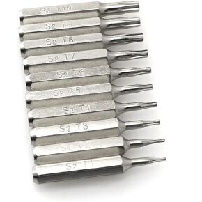 10PCS Precision Screwdriver Bits (Plum Type) 28mm Long Torx T1 T2 T3 T4 T5 T6 T7 T8 T9 T10 Miniature Phillips Drill Bit Set Apply to Car Truck Engine Motorcycle Cell Phone
