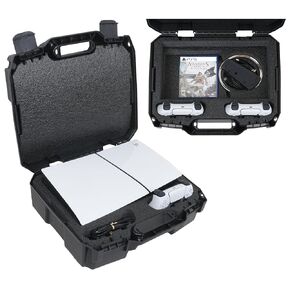 Case Club Hard Case to fit PS5 Slim - Compact Carrying Case Includes Custom Slots for 1 Game, Stand & 1-2 Controllers (PlayStation 5 Slim)