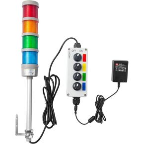 4 Stack Super Bright LED Andon Tower Lights, Off-ON, 6 ft Industrial Adapter, Plug Play Ready