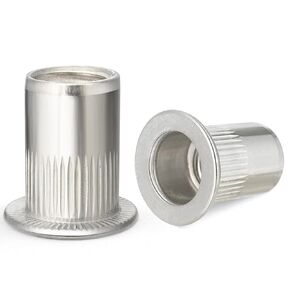 100Pcs M6 Rivet Nut 304 Stainless Steel Rivnut Threaded Insert Nut, Knurled Body (VG30523)