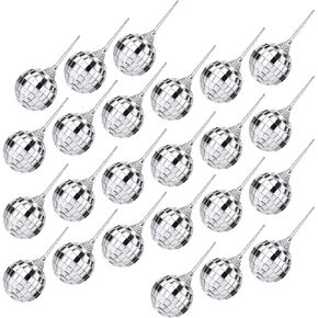 24pcs Silver Disco Mirror Balls for Ball Party Holiday Wedding and Music Festival Decorations, Christmas Tree, Birthday Party Decorations (1.6")