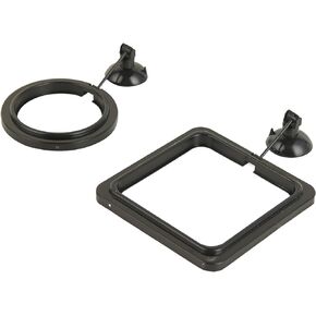 ZRDR Fish Feeding Ring, 2 Pack Black Aquarium Floating Food Feeder Circle Small Round and Square with Flexible Lever Suitable and Suction Cup, Reduces Fish Feeder Waste and Maintains Water Quality