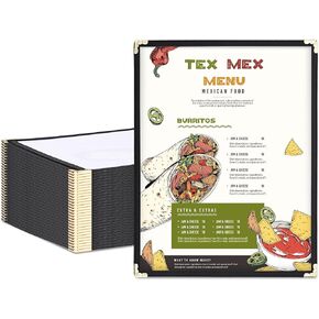 WeChef 30 حزمة أغطية قائمة المطاعم 8.5 × 11 صفحة واحدة 2 عرض شفاف لقائمة المطاعم حامل أسود in Kuwait