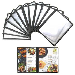 Menu Holder 12 Pack Menu Covers 2 Page 4 View Menu Covers 8.5 x 11 inch Menu Holders for Restaurant Transparent Vinyl Restaurant Menu Covers