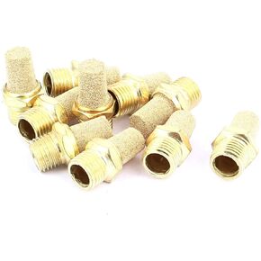 uxcell® 1/4PT Male Thread Pneumatic Muffler Filter Exhaust Brass 10 Pcs