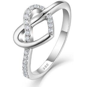 YL Infinity Love Knot Heart Promise Ring 925 Sterling Silver Birthstone Anniversary Band Jewelry for Women