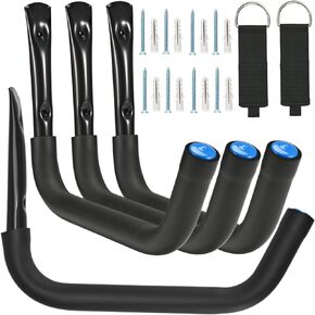 15Inch Wall Mount Kayak Storage Rack, 4 Pack Kayak Storage Hanger, Kayak Storage Hooks for Canoe, Surfboard, Snowboard, 100lb Capacity