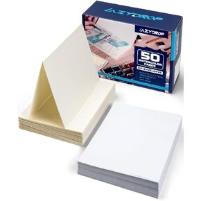 Watercolor Cards and Envelopes Set - 50 Folded 5x7 Inch Blank Heavyweight Paper Cards (140lb/300gsm) with Matching Envelopes for DIY Greeting Cards, Festivals, and Events