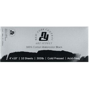 New York Central Watercolor Block, 300 lb Cold Press 4x10 inch, Pack of 10, Archival Watercolor Paper for Artists, Students, Gelatin Sized, Durable Water Color Paper, Suitable for Wet and Dry Media in Kuwait