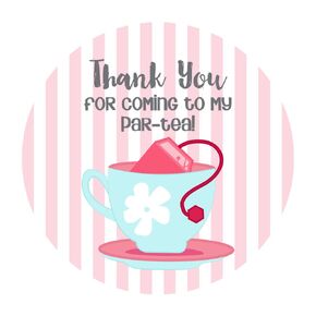 Tea Party Thank You Stickers by Adore By Nat - Party Favors and Envelope Seal Labels for Girl Party - Set of 30