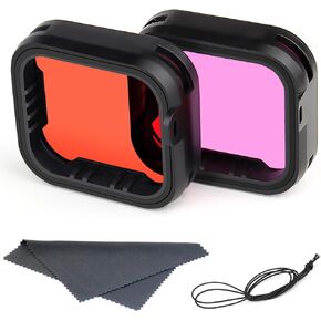 غطاء عدسة تصحيح الألوان لكاميرات GoPro Hero 9 10 11 12 Black وGoPro 11 Mini و12mini – مرشح عدسة أحمر وأرجواني يوفر تصويرًا عالي الوضوح تحت الماء ومقاطع فيديو خالية من العيوب in Kuwait