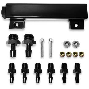 6 Port Vacuum Block Intake Manifold Kit Fuel Wastegate Turbo Boost 1/8 NPT