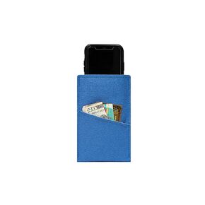 Handmade Felt Sleeve for iPhone 15 Pro/iPhone 15/iPhone 14/iPhone 14 Pro/iPhone 13/iPhone 12 Pro with a Cover/Case/Bumper - Custom iPhone Pouch [Blue & Cream]