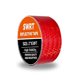 Reflective Tape 2 Inch x 30 Feet DOT-C2 Shining Star Fade Resistant Red Reflective Tape Outdoor Waterproof Strong Adhesive Safety Warning Tape Reflector Conspicuity Tape for Trailer Trucks Bike