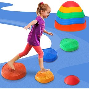 Stepping Stones for Kids, Non-Slip Plastic Balance River Stones for Kids, Promoting Children's Coordination Skills Obstacle Courses Sensory Toys for Toddlers, Indoor & Outdoor Play