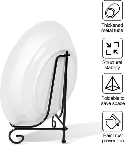 6 Pack Plate Stands For Display, Plate Holder 4 Inch , Picture Frame Stand of Metal, Frame Holder Stand and Artworks, Small Easel Stand for Book, Tabletop Art, Picture, Photo and Platter in Saudi Arabia
