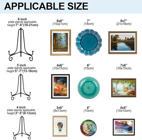 6 Pack Plate Stands For Display, Plate Holder 4 Inch , Picture Frame Stand of Metal, Frame Holder Stand and Artworks, Small Easel Stand for Book, Tabletop Art, Picture, Photo and Platter in Saudi Arabia