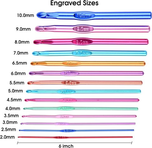 NuLink 14 Pcs Crochet Hooks Knitting Needles for Arthritic Hands Crochet Needles for Yarn Craft Crochet Kit for Beginners 2mm-10mm in Kuwait