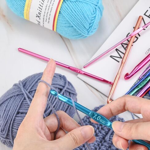 NuLink 14 Pcs Crochet Hooks Knitting Needles for Arthritic Hands Crochet Needles for Yarn Craft Crochet Kit for Beginners 2mm-10mm in Kuwait