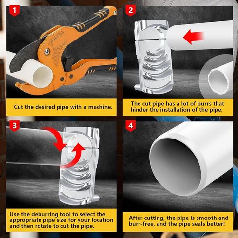 أداة إزالة الأزيز للأنابيب البلاستيكية، مخرطة أنابيب PVC احترافية تناسب 6 مقاسات: 1-1/4 بوصة، 1-1/2 بوصة، 2 بوصة، 2-1/2 بوصة، 3 بوصة، 4 بوصة، أداة إزالة حواف الأنابيب البلاستيكية الفعالة مع شفرة حادة، أداة الشطب البلاستيكية، أداة السباكة in Kuwait