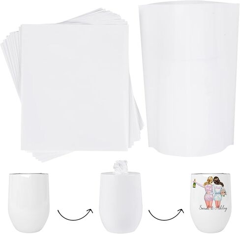 6 x 7 Inch White Sublimation Shrink Wrap Sleeve for 12 OZ Sublimation Wine Tumbler and Other Sublimation Blanks, Heat Transfer Shrink Wrap Sleeve for Print by Oven, 50 Pcs Shrink Wrap Film in Saudi Arabia