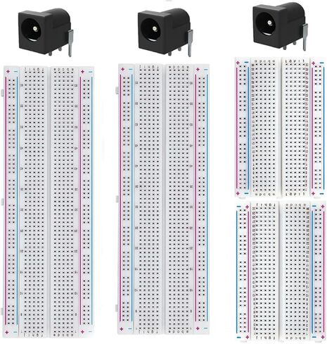 4 PCS Breadboards Kit Include 2 PCS 830 Point and 2 PCS 400 Point Solderless Breadboards for Arduino Proto Shield Distribution Connecting Blocks(+ 3 PCS Breadboard DC Power Jack) in Saudi Arabia