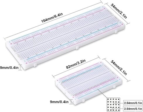 4 PCS Breadboards Kit Include 2 PCS 830 Point and 2 PCS 400 Point Solderless Breadboards for Arduino Proto Shield Distribution Connecting Blocks(+ 3 PCS Breadboard DC Power Jack) in Saudi Arabia