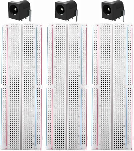 4 PCS Breadboards Kit Include 2 PCS 830 Point and 2 PCS 400 Point Solderless Breadboards for Arduino Proto Shield Distribution Connecting Blocks(+ 3 PCS Breadboard DC Power Jack) in Saudi Arabia