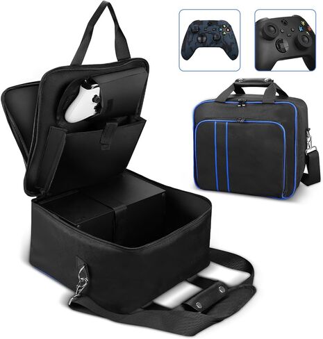 حقيبة حمل وحدة التحكم في الألعاب TECTINTER متوافقة مع Xbox Series X/S، حقيبة حمل محمولة حقيبة سفر مع غرف تخزين كافية لوحدات التحكم والأقراص والكابلات والمزيد من ملحقات الألعاب هدية مثالية للاعبين in Kuwait