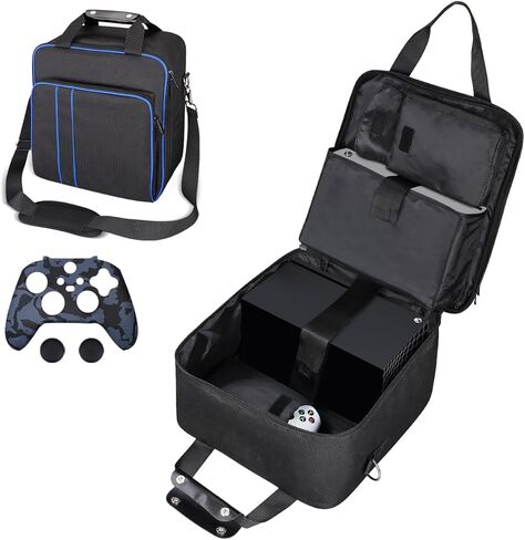 حقيبة حمل وحدة التحكم في الألعاب TECTINTER متوافقة مع Xbox Series X/S، حقيبة حمل محمولة حقيبة سفر مع غرف تخزين كافية لوحدات التحكم والأقراص والكابلات والمزيد من ملحقات الألعاب هدية مثالية للاعبين in Kuwait