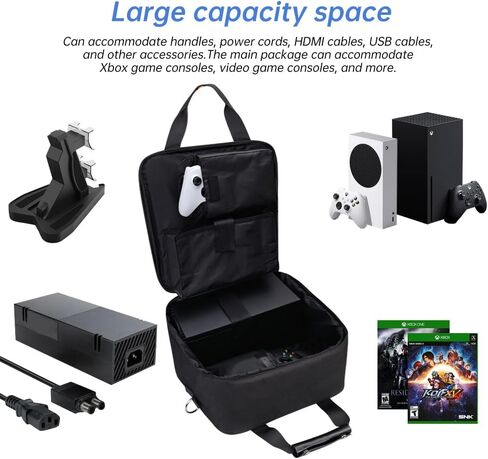 حقيبة حمل وحدة التحكم في الألعاب TECTINTER متوافقة مع Xbox Series X/S، حقيبة حمل محمولة حقيبة سفر مع غرف تخزين كافية لوحدات التحكم والأقراص والكابلات والمزيد من ملحقات الألعاب هدية مثالية للاعبين in Kuwait