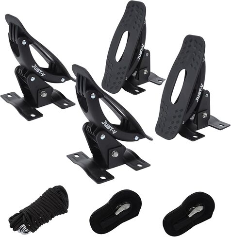 رفوف سقف سرج الكاياك الفولاذية رف سقف السيارة العالمي لحامل قوارب الكاياك والزورق مجداف لوح ركوب الأمواج على السطح العلوي للتركيب على العارضة لشاحنة الدفع الرباعي للسيارة in Kuwait