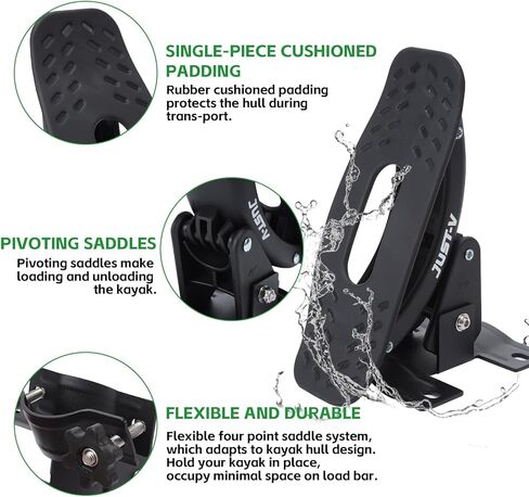 رفوف سقف سرج الكاياك الفولاذية رف سقف السيارة العالمي لحامل قوارب الكاياك والزورق مجداف لوح ركوب الأمواج على السطح العلوي للتركيب على العارضة لشاحنة الدفع الرباعي للسيارة in Kuwait