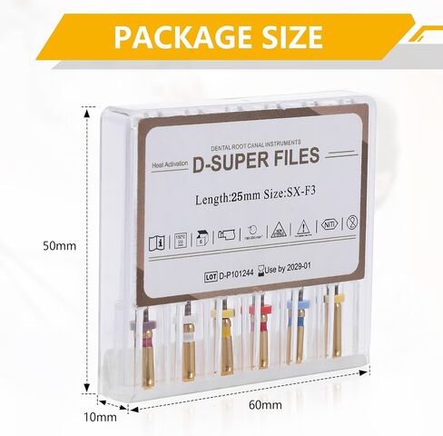 4E's USA 25 مم SX-F3 ملفات دوارة متنوعة، ملفات دوارة للمحرك لمعالجة قناة الجذر، حزمة من 6 (ملفات التشكيل وملفات التشطيب) in Kuwait