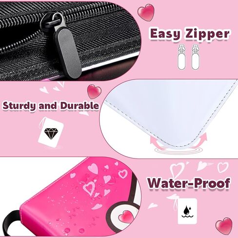 حافظة بطاقات مكونة من 4 جيوب، ألبوم بطاقات بسحاب تجاري مع 504 أكمام للبطاقات، حامل بطاقات هدايا كتاب للفتيات، وردي in Kuwait