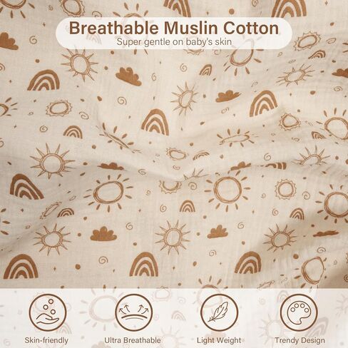MEXXI Muslin Nursing Covers for Breastfeeding, Breastfeeding Cover with Arch Neckline,100% Cotton Breathable and Lightweight Privacy Nursing Apron 43 * 30 Inch (Beige) in Saudi Arabia