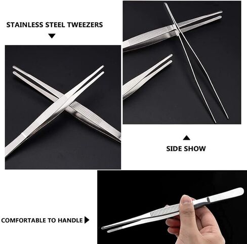 Utoolmart 4Pcs 160mm Lenght Stainless Steel Straight Blunt Tweezers Serrated Tip in Saudi Arabia