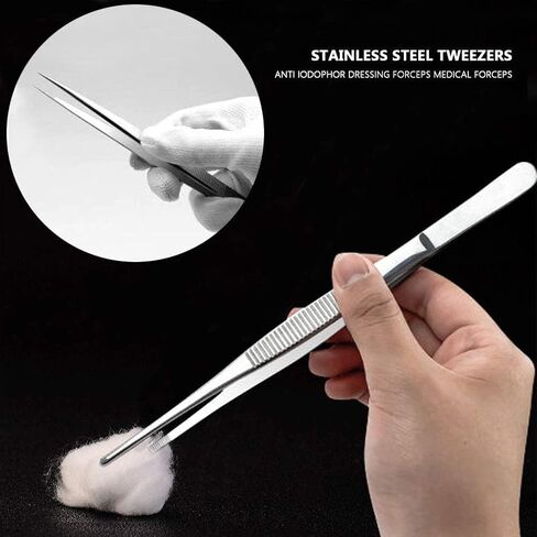 Utoolmart 4Pcs 160mm Lenght Stainless Steel Straight Blunt Tweezers Serrated Tip in Saudi Arabia