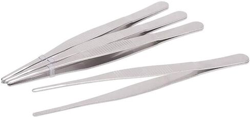 Utoolmart 4Pcs 160mm Lenght Stainless Steel Straight Blunt Tweezers Serrated Tip in Saudi Arabia