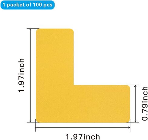 Beiyier 100 Pack 5s Location Marking Corner, 2x2x0.8 Inch L Shaped Graphical Floor Marker for Office Desk Table Top, Warehouse Floor (Black) in Saudi Arabia