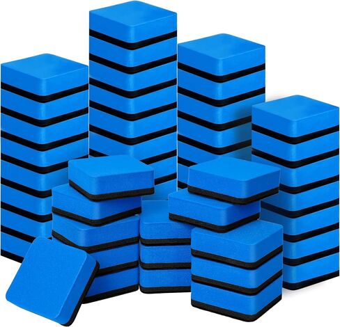 Dry Erase Erasers, 48 Pack Magnetic Whiteboard Dry Eraser Chalkboard Cleansers, Small Dry Erase Eraser, Magnetic Erasers(Blue) … in Kuwait