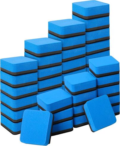 Dry Erase Erasers, 48 Pack Magnetic Whiteboard Dry Eraser Chalkboard Cleansers, Small Dry Erase Eraser, Magnetic Erasers(Blue) … in Kuwait