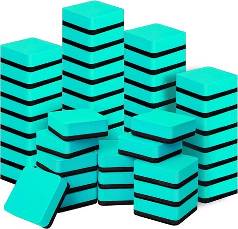 Dry Erase Erasers, 48 Pack Magnetic Whiteboard Dry Eraser Chalkboard Cleansers, Small Dry Erase Eraser, Magnetic Erasers(Blue) … in Kuwait