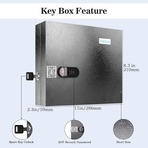 WeHere 32 Key Lock Box with Dual Lock, Combination & Key Unlock, Key Cabinet Wall Mount with Key Tag Label, Key Holder Storage Lockbox for Store, Office, Company, House, App Key Directory ERP in Saudi Arabia